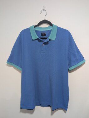 Noah | Two-Tone Pique Polo Shirt in Blue/Green